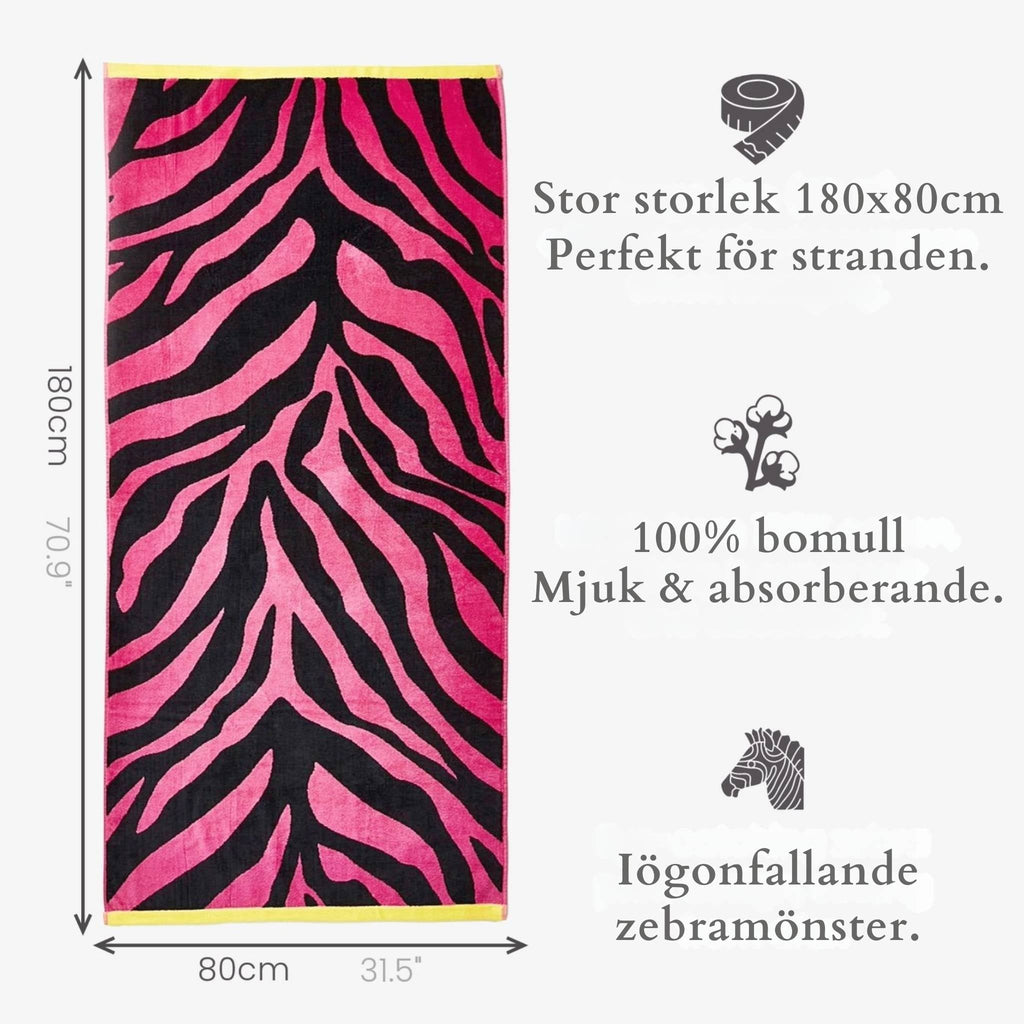 Zebramönstrad Strandlakan - Rosa & Svart